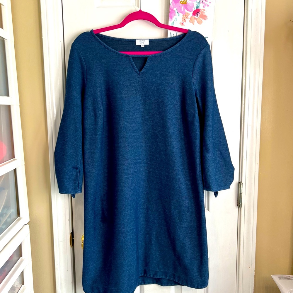 Crowne & Ivy Dress Blue  Slip Over Tie Knot  Size Small